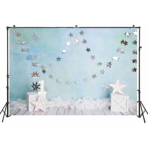 Twinkle Twinkle Little Star Photography Backdrop Baby Girl Boy 1st Birthday Cake Smash Portrait Background Silver Stars Decors