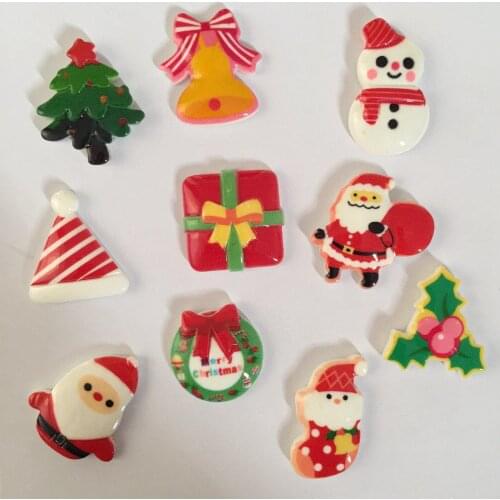 Cute Colorful Christmas combination Flat Back Cabochon stone Miniature Christmas ornament DIY scrapbook mini figurines OF076*3