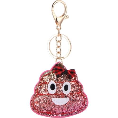 Cute Poop Keychain Glitter Poop Sequins Key Chain Gifts for Women Car Bag Pendant Accessories Jewelry Pearl Bow keychain Hot Gif