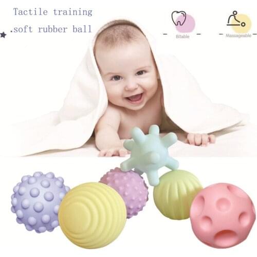 6pcs Baby Soft Rubber Ball Toys Tactile Training Ball Safety PVC Massage Ball for Infant Baby Hand Grip Training Ball Bath Ball