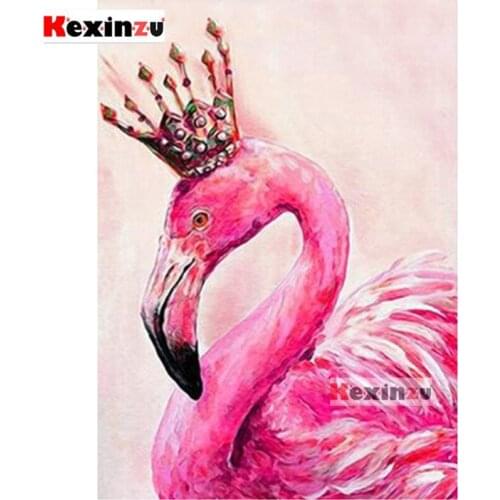 Kexinzu 5d diy Diamond Painting kit -Flamingo Queen- Cross stitch Diamond Embroidery 3d DIY 5D Diamond Home decoration gift