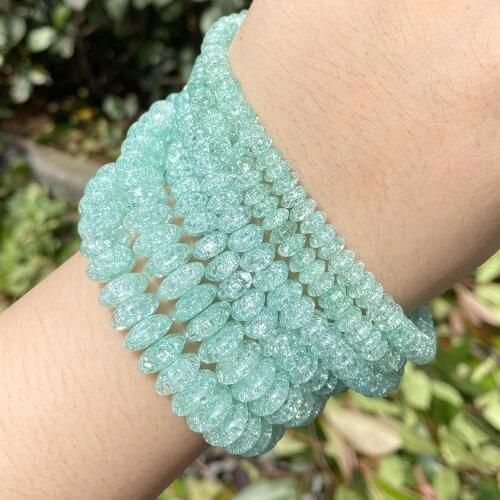 Natural Green Cracked Crystal Rondelle Stone Beads For Jewelry Making 6*3 8*4 10*5mm Spacer Loose Beads Diy Bracelet Necklace