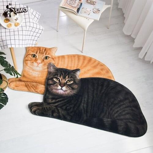 Cat 3D small carpet doormat living room lobby floor mat household bedroom suede lovely hand washable blending ground rug