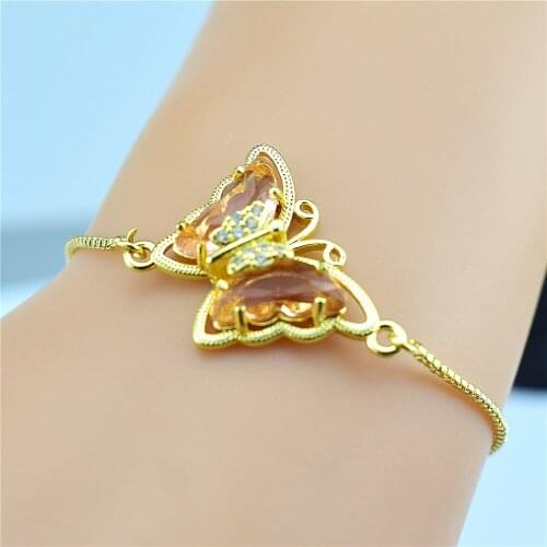 2021 new Korean cubic oxide crystal glass butterfly gold chain Adjustable Bracelet womens jewelry mens gift exquisite jewelry