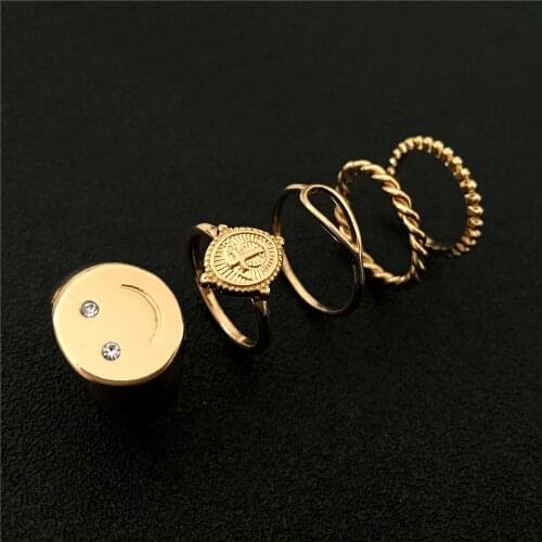 New Fashion Couple Knuckle Rings Statement Wedding Sweet 4 PCS Finger Rings Set Best Selling Jewelry