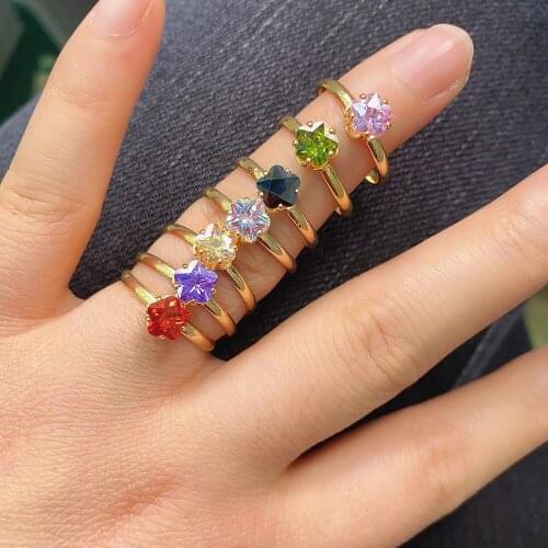 New Fashion Adjustable Flower Shape Rings Set Crystal Glass Rings for Women Jewelry Exquisite Crystal Ring Fit Wedding Gifts