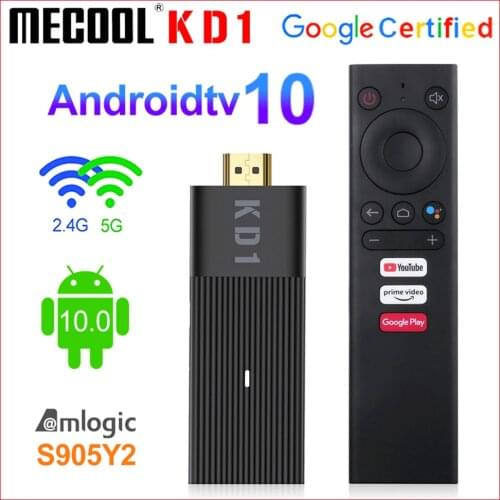Original Mecool KD1 Smart TV Stick Amlogic S905Y2 TV Box Android 10 2GB 16GB Google Certified 1080P 4K 2.4G&5G Wifi BT TV Dongle