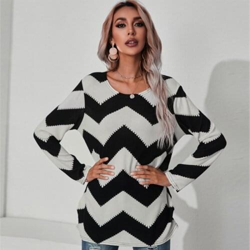 Autumn geometric ripple sweater womens knitting coat womens casual fashion street wind jacket clothing sweater 2021 new