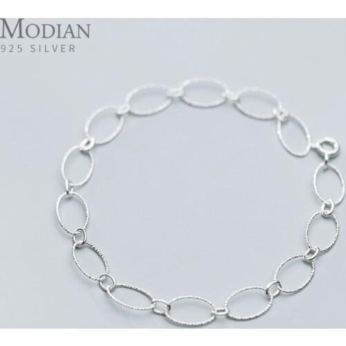 Modian Geometric Oval Bracelet for Women Fashion 925 Sterling Silver Rose Gold Color Bracelet Korea Style Fine Jewelry Girl Gift