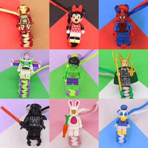 Disney Woven Bracelet Cartoon Marvel Spiderman Anime Figure All Series Toy Story Mickey Mouse Donald Duck Star Wars Wristband
