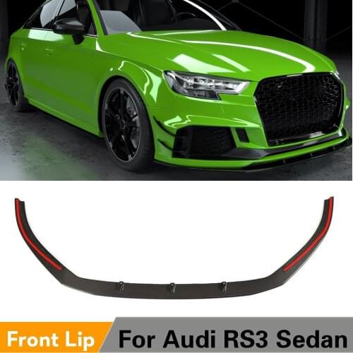 Front Bumper Lip Spoiler Splitters For Audi RS3 2017 - 2020 Carbon Fiber Front Bumper Splitters