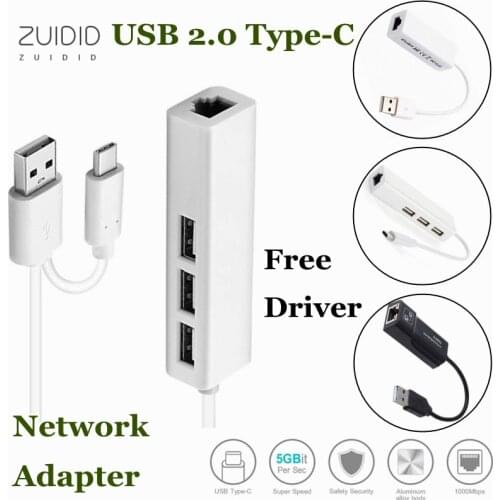Multiple Types High Speed USB Type-C To Rj45 Wired Network Card 3Ports OTG Hub Ethernet Lan Adapter Splitter For Laptop Tablets