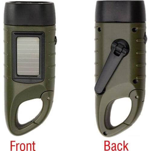 Traditional Hand Crank Dynamo Solar Powered Rechargeable LED Camping Emergency Solar Flashlight Torch Night Cycling Self Defense