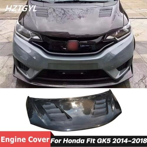 High Quality Carbon Fiber Material Car Engine Bonnet Hood Cover For Honda Fit GK5 Tuning 2014-2018