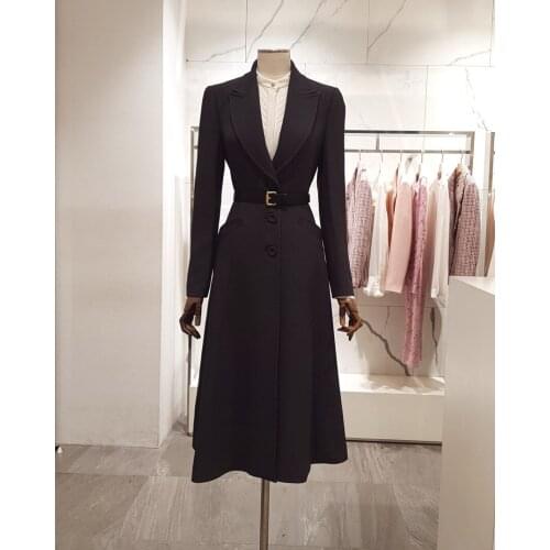 High end 2021 autumn and winter new Korean Lapel wool coat Long Sleeve slim fit big swing cashmere coat womens winter