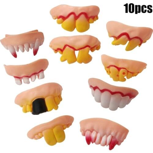 10pcs Funny Fake Teeth Halloween Costume Party Ugly Tooth Decay Tricky Cosplay AN88