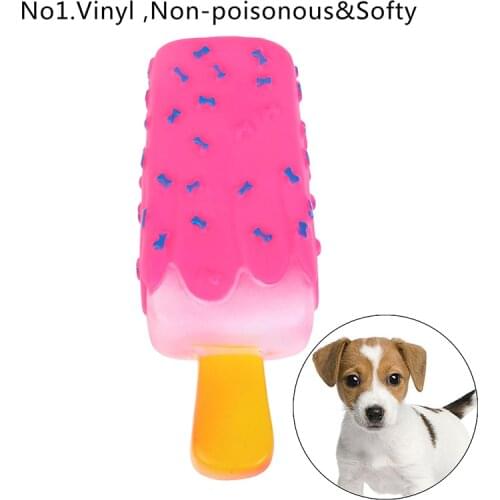 1pcs Pet Dog Toy Chew Squeaky Rubber Pink Popsicle Shaped Toys for Cat Puppy Baby Dogs Ice Cream Bite Molar Toy