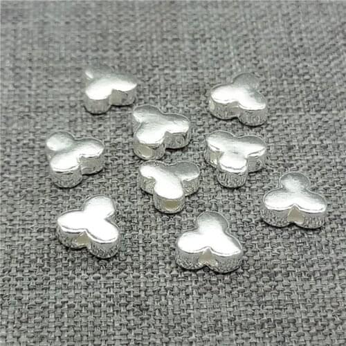10 Pieces of 925 Sterling Silver Clover Beads Three Leaves Lucky Luck Spacers
