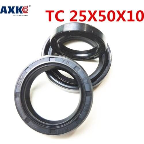 10pcs/NBR Shaft Oil grease Seal TC-25*50*10 Rubber Covered Double Lip With Garter Spring