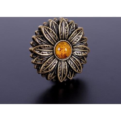 10ps 30mm Western Turquoise Floral Leather craft Saddles Antique Brass Conchos