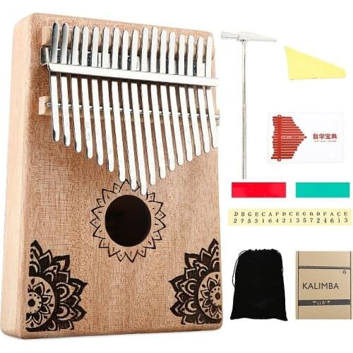 17 Key Kalimba African Solid Wood Thumb Finger Piano Sanza Mbira Calimba Play with Guitar Wood Musical Instruments