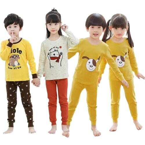 2 pcs set Autumn Winter Children Pajamas Sets Long Sleeve Cartoon Kids Girls Clothes Suit Childrens Pyjamas Boys Home Wear