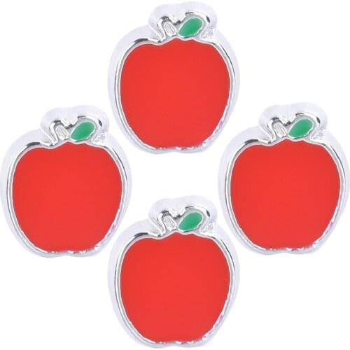20Pcs/lot F589 Cute Red Apple Floating Charms Finding Memory Locket Handmade Jewelry