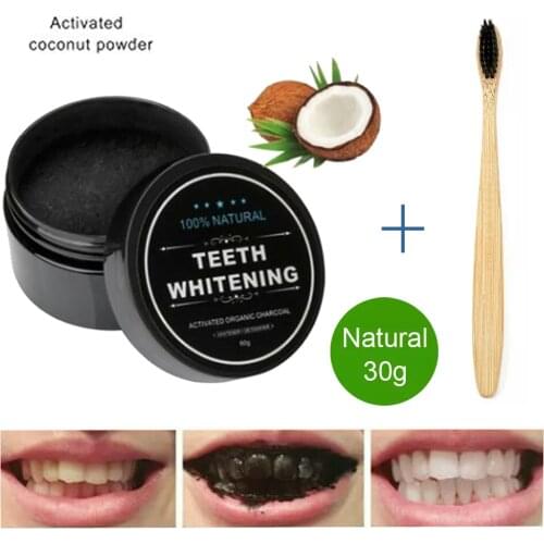30g Teeth Whitening Oral Care Charcoal Powder Natural Activated Charcoal Teeth Whitening Kit with Toothbrush for Oral Hygiene