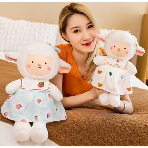 35/45CM Cute Lolita Lamb Sheep Plush Toy Soft Stuffed Sheep Animals Dolls Sleep Pillow Home Bed Room Decor for Kids Girls Gift