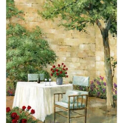 5D DIY Diamond Painting Square Round Diamond Landscape Painting Outdoor Dining Table Picture Cross Stitch Home Decoration WG2822