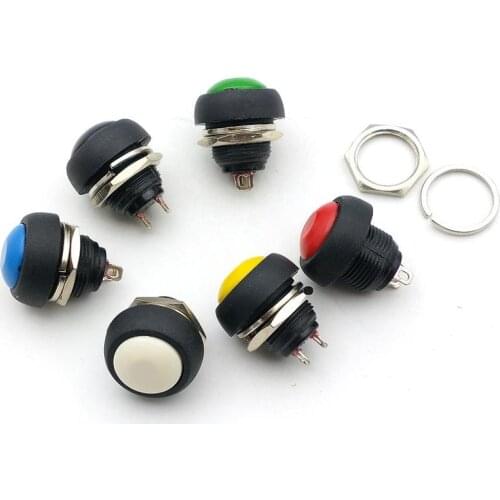 6pcs Lockless Momentary ON/OFF Push button Switch 12MM ADAPTER connector