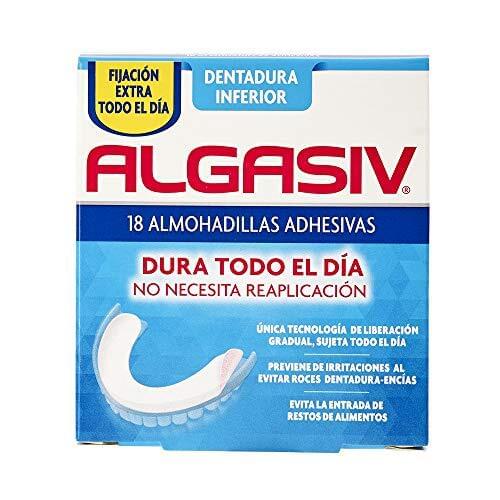 Algasiv, adhesive pads for lower dentures, 18 units. Lasts all day and protects gums
