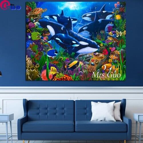 Whale (Orca)5D DIY Diamond Painting Large Marine Animals Full Square/Round Diamond Embroidery Picture Cross Stitch Home Decor