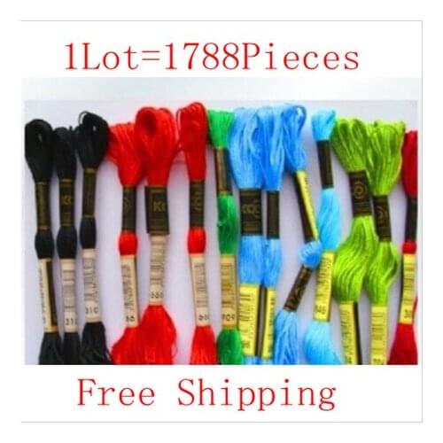 Free Shipping High Quality 8m Long,6 Shares 1Lot=1788Pieces Cross Stitch Embroidery Cotton Thread Floss Skein Similar DMC Thread