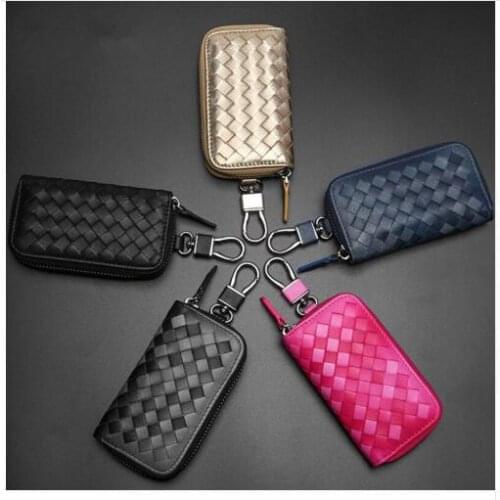 Brand Women Men Genuine Leather Car Key Wallets Vintage Key Holder Credit Card Housekeeper Organizer Keychain Case Bag Pouch