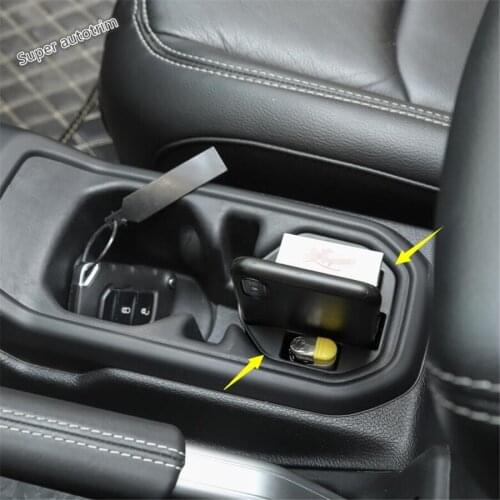 Lapetus Front Seat Water Cup Holder Storage Container Box Cover Accessories Interior Trim Fit For Jeep Wrangler JL 2018 - 2020