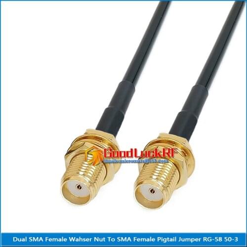 Dual SMA Female to SMA Female Washer O-ring Bulkhead Mount Nut Pigtail Jumper RG-58 RG58 3D-FB Extend cable 50 Ohm copper