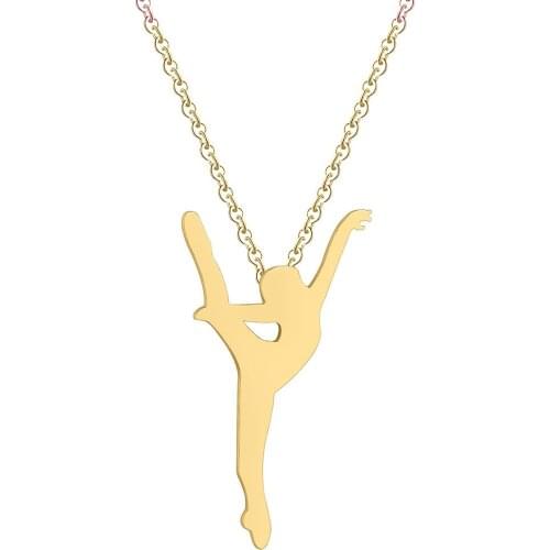 Personality Ballerina Ballet Necklaces Women Stainless Steel Statement Jewelry Dance Dancer Girls Pendant Necklace Elegant Gift