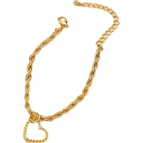 2021 Ins Gold Chunky Chain Heart Geometric Minimalism Minimalist Bracelets Korean Fashion Women Party Jewelry Hand Accessory