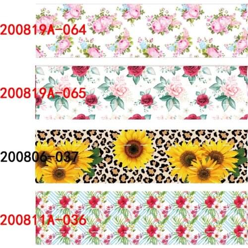 50 yards/lot) Wholesale leopard and flower printed hair bows ribbon