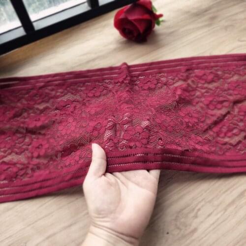 2M/lot 22cm wide deep dark red wine red elastic lace accessories lace trim ladies skirt hem wine red garment accessories X126