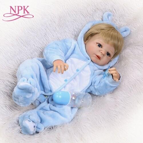 NPK 22inch 56CM reborn dolls with blonde hair full vinyl boy doll for children Christmas Birthday Gift