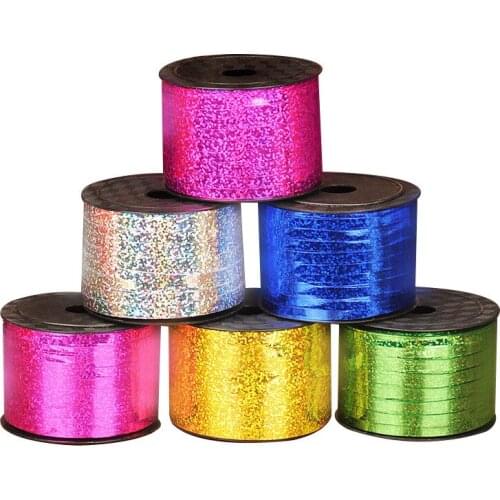 Laser color band Ribbon width 0.5CM Light 100 yards wedding supplies room birthday balloon decoration arrangement rope ribbon