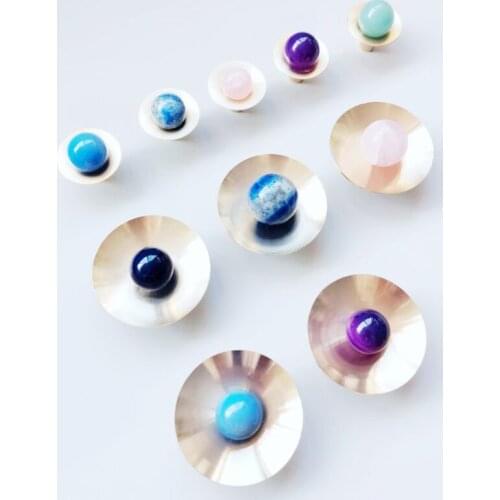 LCH Nordic Style Luxurious Natural Crystal Brass Hook Cabinet Knob Drawer Pull Furniture Handles Brass Knob