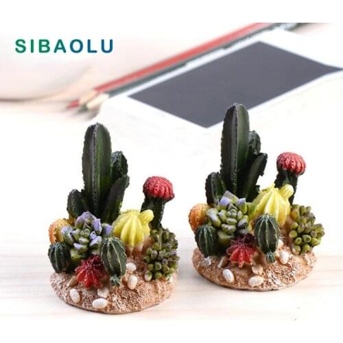 Flower Cactus Miniature Figurine fairy garden Decoration Figure Home Cake ornaments cartoon statue resin craft toy TNB110