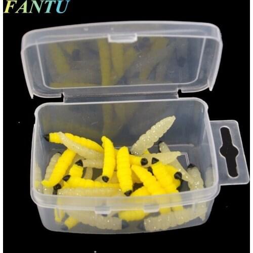 FANTU Worm Soft Baits 3cm Fishing Leurre Peche Soft Lure Maggot Mealworm 30PCS Fishing Tackles
