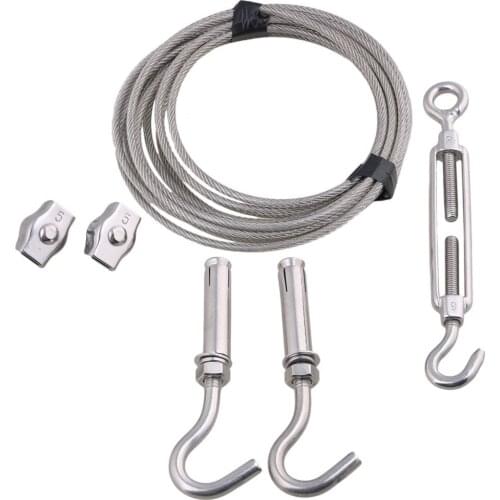 Silver 304 Stainless Steel M4 5M Wire Rope Set with Plastic Wrapping for Outdoor Drying or Tightening