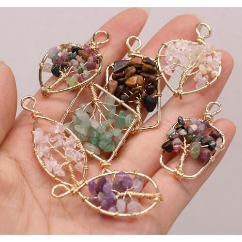 Natural Semi-precious Stone Pendant Irregular Crystal Bud Amethyst Tourmaline for Jewelry Making Necklaces Accessories Gift