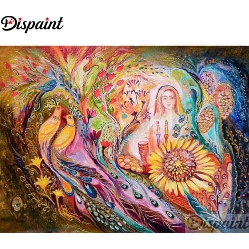 Dispaint Full Square/Round Drill 5D DIY Diamond Painting "Peacock woman" 3D Embroidery Cross Stitch Home Decor Gift A12719