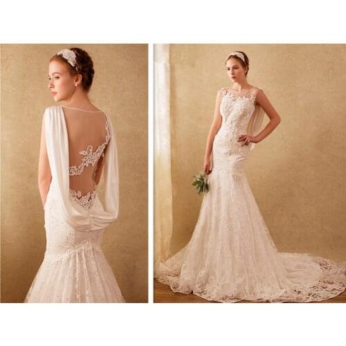 Vestido de noiva casamento appliques beading hot sexy see through 2016 New Arrival bride dresses lace mermaid wedding dress